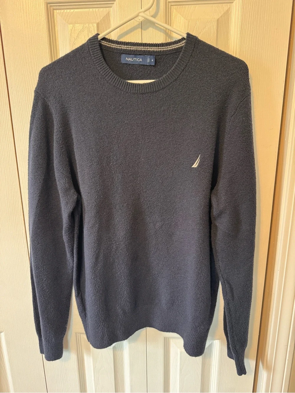 2 Nautica Men's Crewneck Pullover Long Sleeve Sweaters in Gray & Navy Sz Medium